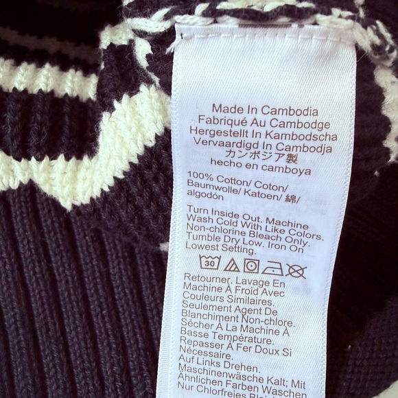 J.Crew Ribbed Cotton Button-Collar Sweater Stripe Medium - Picture 7 of 8